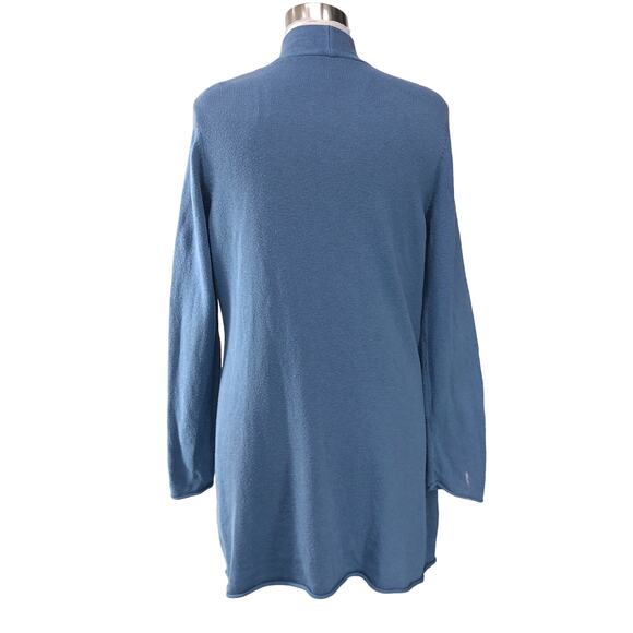 Chicos Size 1 US 8 M Open Front Cardigan Sweater Blue Cotton Blend TINY FLAW - Picture 7 of 16